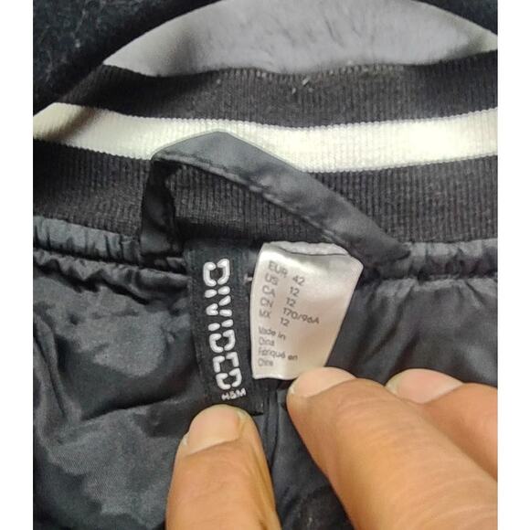 H&M Divided Womens Bomber Varsity Goth Rock Size 12 Button Down Jacket - Picture 9 of 10